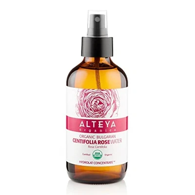 Image of Alteya Organic Centifolia Rose Water Spray 240ml Glass Bottle 100% USDA Certified Authentic Pure Rosa Flower Steam Distilled and Sold Directly by The Grower Organics