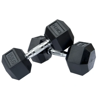 Image of DKN Rubber Hex Dumbbells 2 x 15kg