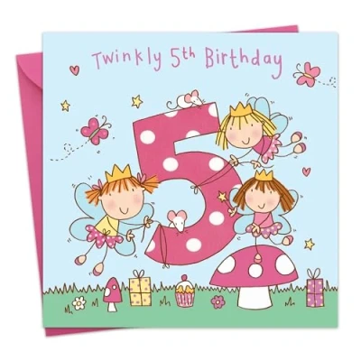 Image of Twizler 5th Birthday Card Girl Fairy Princess Age 5 Girls Happy Year Old Childrens Cards