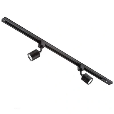 Image of Litecraft Kitchen Track Light with Soho Fixture &amp; GU10 LED Bulbs (Black, 1M 2 Light)