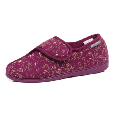 Image of DUNLOP Bluebell Womens Floral Print Touch and Close Slippers (Pink, UK Footwear Size System, Adult, Women, Numeric, Medium, 7)