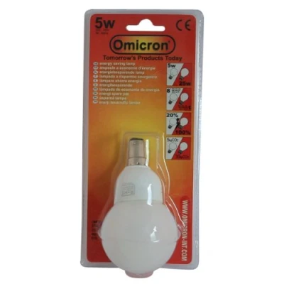 Image of Omicron Bayonet Cap 5 Watt Compact Fluorescent Light Golfball Small