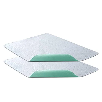 Image of Bedecor Pack of 2 Washable Bed Protector, Reusable Incontinence Pads, Absorbent Waterproof Sheet 70x90cm, Green
