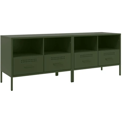 Image of vidaXL TV Cabinets 2 pcs Olive Green 68x39x50.5 cm Steel