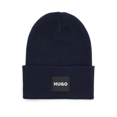 Image of HUGO Xevon Unisex Beanie, Size: One Size, Navy