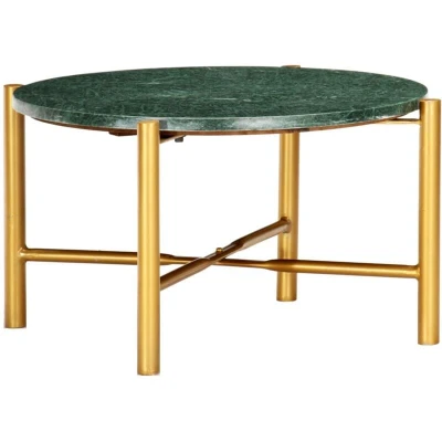 Image of vidaXL Coffee Table Green 60x60x35 cm Real Stone with Marble Texture