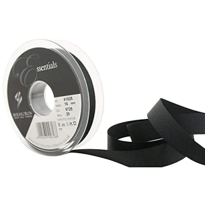 Image of Berisfords Grosgrain Ribbon, Polyester, Black, 16mm
