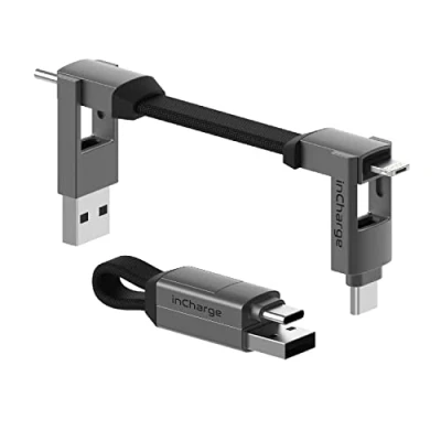 Image of Rolling Square inCharge 6 USB C Charger Cable, Lightning Cable for Smartphone, Universal in 1, Plug, Grey, 15W