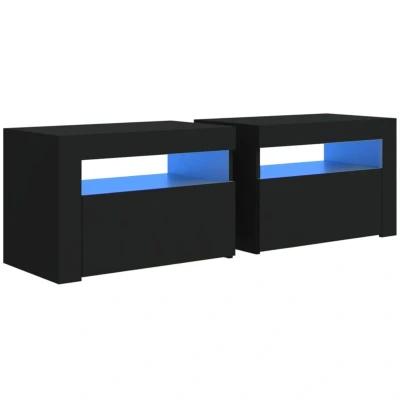 Image of vidaXL Bedside Cabinets 2 pcs with LEDs Black 60x35x40 cm