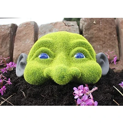 Image of Garden Mile Unique Outdoor Decoration Goblin Elf Peeker Mounted Gargoyle Face Ideal for Bushes, Flower Beds, Table Ornaments, Patches of Grass, Fantasy Themed Resin Gnomes Ornaments Perfect Gifts