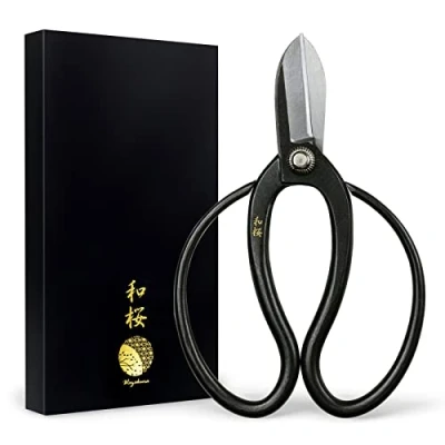 Image of Wazakura Yasugi Steel Koryu Ikebana Floral Scissors 6.7&quot;(170mm) Made in Japan Black