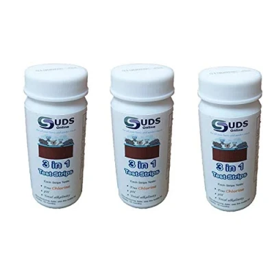 Image of 150 x 3 in 1 Chlorine Test Strips for Swimming Pools Spas &amp; Hot Tubs Free Chlorine, pH TA