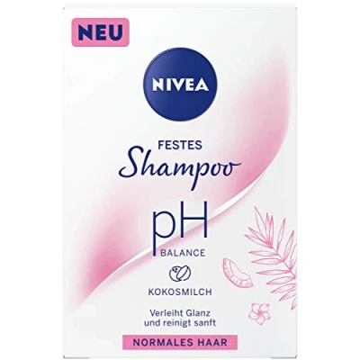 Image of NIVEA Firm Shampoo pH Balance for Normal Hair (75 g), Gentle Cleansing Solid with Coconut Milk, Optimised Vegan Formula