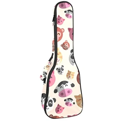 Image of Tenor Ukulele Gig Bag Waterproof Case Padded Backpack, Great for Soprano Concert (21/23/24 in) Nice Animals Pattern