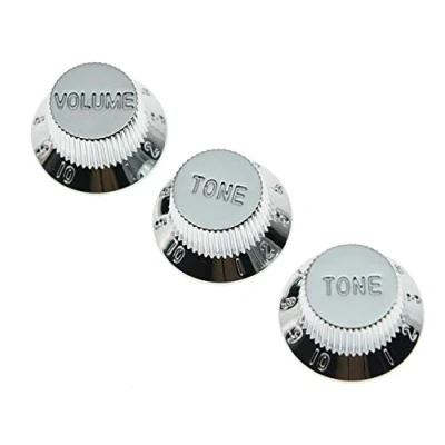 Image of KAISH Set of 3 Chrome Plastic ST Strat Style Guitar Knob Volume Tone Knobs