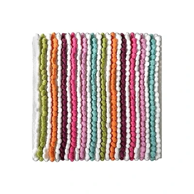 Image of Allure Luxury Striped Bobble Shower Mat 50 x 50cm, Hand Woven Supersoft Microfibre Multicoloured Square Bath