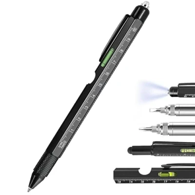 Image of 9 in 1 Multi Tool Pen Set Perfect Gifts for Men, Ideal Christmas, Birthdays &amp; Secret Santa Gadgets Dad, Stocking Fillers Unique Men Who Have Everything!