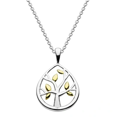 Image of Dew Sterling Silver and Gold Plate Tree of Life Necklace Length 45.7cm 98017GD