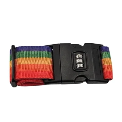 Image of AlezyB 2x Rainbow Luggage Suitcase Straps with password Lock, Travel Accessories, Belt Quick Release Buckle, Adjustable for Baggage