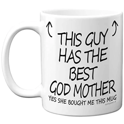 Image of Stuff4 This Guy Has The Best God Mother Mug Gifts, 11oz Ceramic Dishwasher Safe Coffee Mugs Son Gifts for Birthday, Christmas Day Presents, Secret Santa, Premium Cup Made in UK
