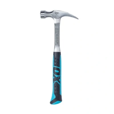Image of OX P082920 Straight Rip Claw Hammer 20 oz with Non slip Handle Precision Balanced Tool Ideal for Carpenters and Electricians, Multi colour
