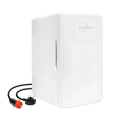 Image of Koolatron Retro Mini Fridge For Bedrooms 6L Small 8 Can Table Top 12v Portable Cooler Warmer Refrigerator Quiet Fridges Skincare Food Drinks Kids Home Car &amp; Travel White