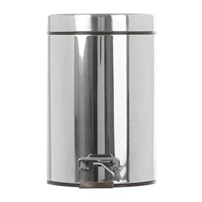 Image of Premier Housewares Pedal Bin Silver Kitchen Stainless Steel Bathroom Push Bins Recycling 3 L