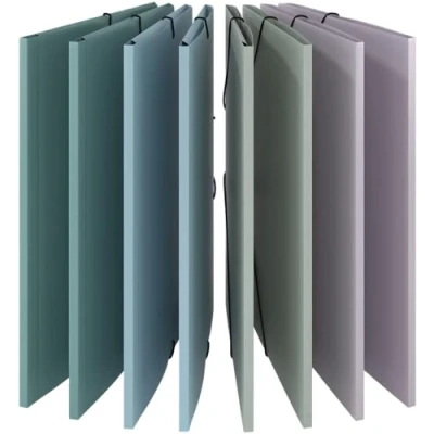 Image of ACROPAQ 8 x Elastic Document Wallet A4 Up to 200 Pages, Spine Width 2.5cm, Closure, Earth, &#039;Nature&#039; Color Collection Folders, Folders for Paperwork A4, Pastel