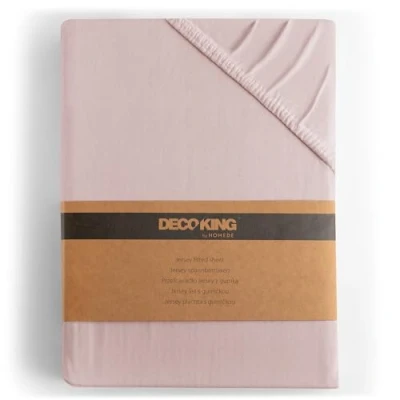 Image of DecoKing Fitted Sheet Double 100% Combed Cotton Soft Jersey Bed 120x200 140x200 cm Lilac Amber