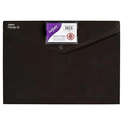 Image of Snopake A4 Polyfile ID Popper Wallet with Press Stud Closure Black [Pack of 5] Ref: 12491