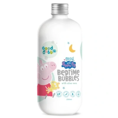 Image of Good Bubble Peppa Pig Bedtime Bubbles with Aloe Vera 250ml Tear Free Baby Bath Allergen Fragrance Hypoallergenic for Babies