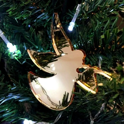 Image of Super Cool Creations Trumpeting Angel Mirrored Gold Christmas Tree Decorations Pack of 10