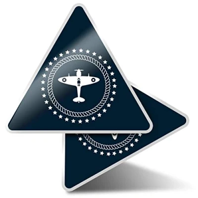 Image of 2 x Triangle Stickers 7.5cm Spitfire Fun Decals for Laptops,Tablets,Luggage,Scrap Booking,Fridges #46326