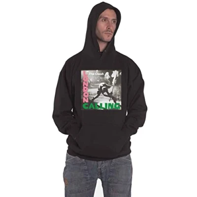 Image of The Clash Hoodie London Calling Band Logo Official Mens Black Pullover XL