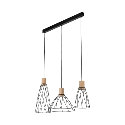 Image of Modesto Wire Frame Bar Pendant Ceiling Light Black 3xE27