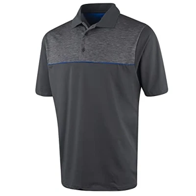 Image of Island GREEN Men&#039;s CoolPass Stretch Quick Dry Breathable Polo Shirts, Charcoal Grey, L