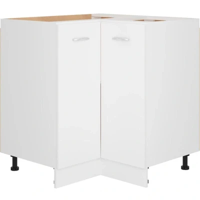 Image of vidaXL Corner Bottom Cabinet White Engineered Wood Kitchen Storage Unit with Shelves and Doors 75.5x75.5x80.5 cm