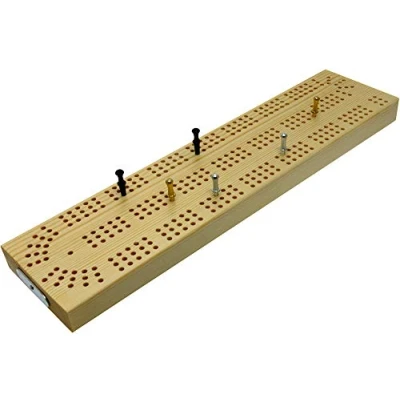 Image of Continuous 3 track wooden British cribbage board 30cm (12&quot;)