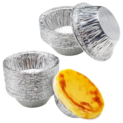 Image of SZCXDKJ 100 PCS Tart Foil, Mince Pie Baking Tray, Premium Aluminum Foil Trays for Hong Kong Style Egg Tart, Cake, Fruit Small (Disposable)
