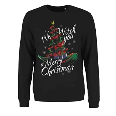 Image of Grindstore Women&#039;s We Witch You A Merry Christmas Jumper Sweater Black