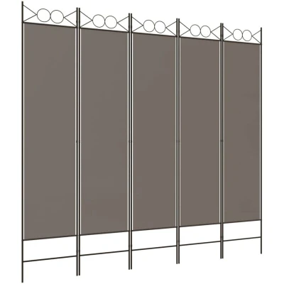 Image of vidaXL 5 Panel Room Divider Anthracite 200x200 cm Fabric