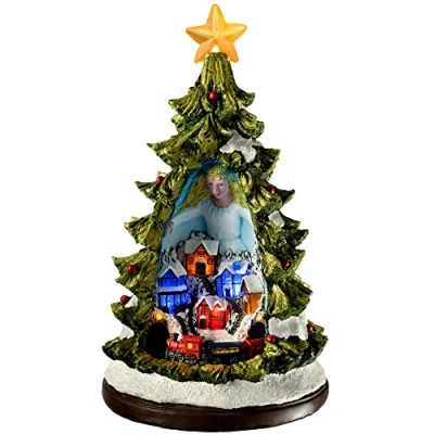 Image of WeRChristmas Pre Lit LED Christmas Tree Scene with Rotating Train Decoration, 32 cm Multi Colour