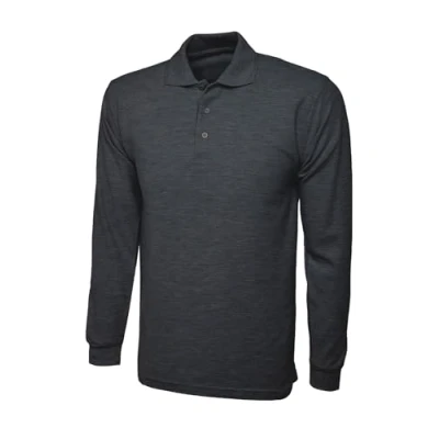 Image of COOZO Mens Long Sleeve Polo Shirt Charcoal M