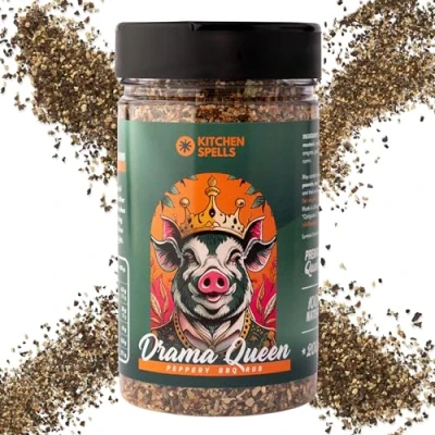Image of Drama Queen BBQ Rub Peppery Blend Of Spices With A Kick Crafted for Remarkable Meat &amp; Fish dishes Universal Seasoning Dry Spice Large Jar 200 G