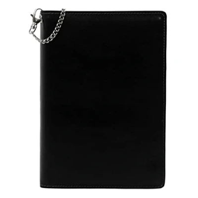 Image of Time Resistance Black Leather Journal With Refillable A5 Notepad And Bookmark Notebook Cover Pen Loop