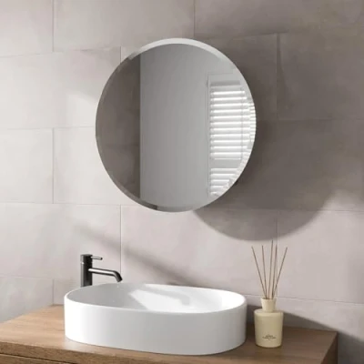 Image of Artis® 600 x 600mm Bathroom Mirror Cabinet Storage Wall Mounted Cupboard Ready Assembled Unit Round Single Mirrored Door, Stainless Steel