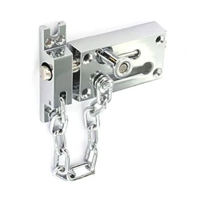 Image of Chrome Plated Security Door Chain Bolt Heavy Duty Strong Quality 80mm
