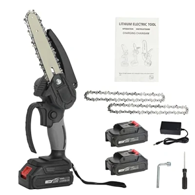 Image of Mini Chainsaw Cordless, 6 Inch Electric Chainsaw, 650W Battery with Strong Motor, Cordless 2 x Batteries, for Cutting Wood Trimming and Woodworking (Grey)