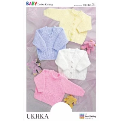 Image of Double Knitting Pattern UKHKA 34 Baby Cardigans &amp; Sweaters, 16&#039;&#039; 24&#039;&#039; chest