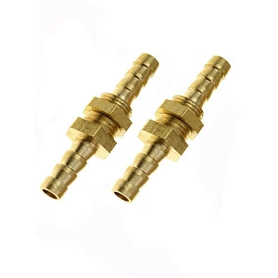 Image of BE TOOL Brass BSP Connectors 5Pcs 8MM Barbed Connector Straight Bulkhead Hose Pipe Fitting for Water, Gas, Fuel